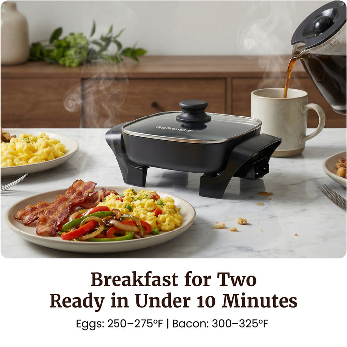 Electric Skillet 8"x8" PFAS-Free Ceramic Non-Stick