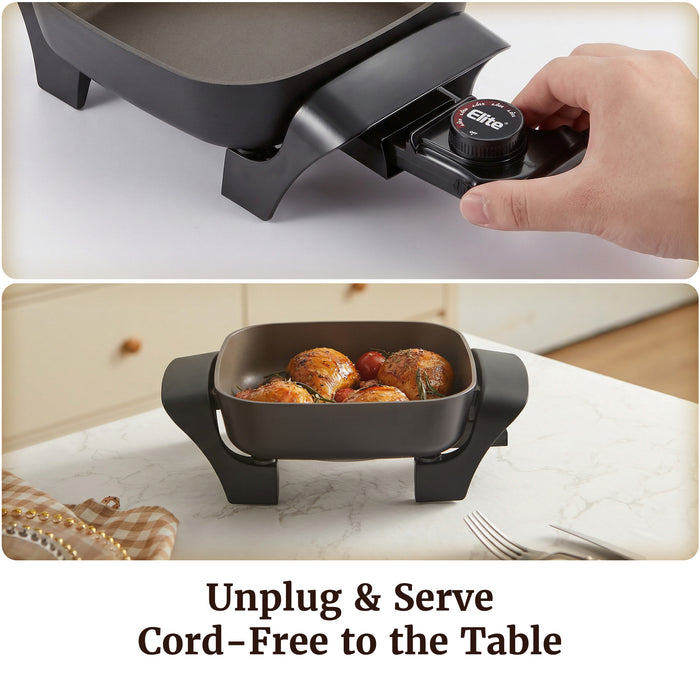 Electric Skillet 8"x8" PFAS-Free Ceramic Non-Stick