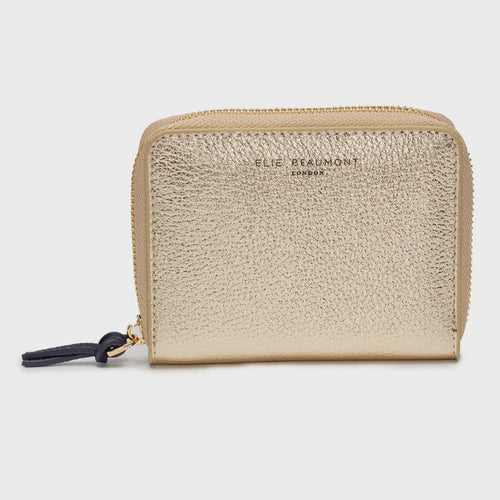 Elie Beaumont Zipper Purse - Gold / Navy Blue