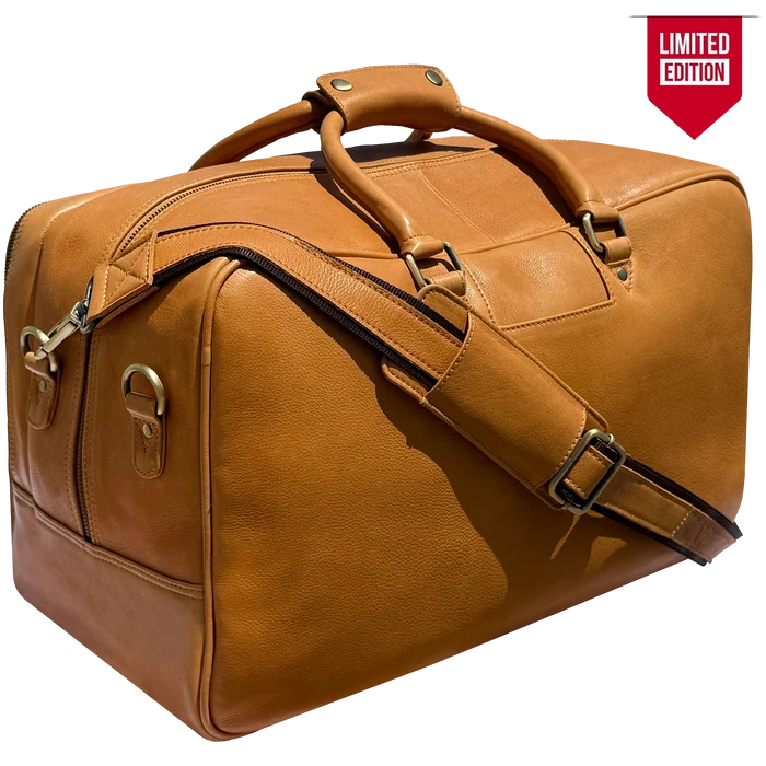 Elixir Marco Leather Duffle Bag for Men : Dual Compartment Travel Carry-on