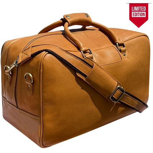 Elixir Marco Leather Duffle Bag for Men : Dual Compartment Travel Carry-on