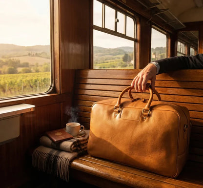 Elixir Marco Leather Duffle Bag for Men : Dual Compartment Travel Carry-on
