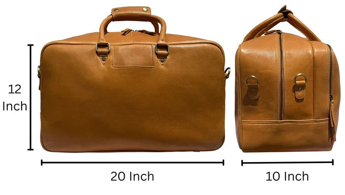 Elixir Marco Leather Duffle Bag for Men : Dual Compartment Travel Carry-on