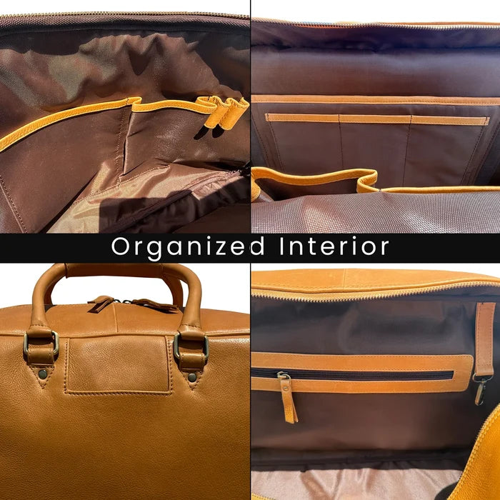 Elixir Marco Leather Duffle Bag for Men : Dual Compartment Travel Carry-on