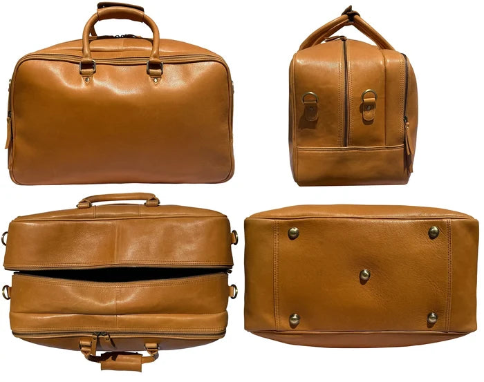 Elixir Marco Leather Duffle Bag for Men : Dual Compartment Travel Carry-on