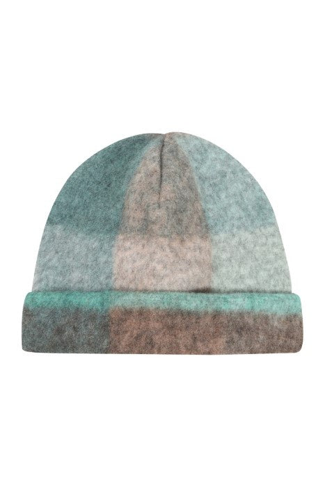 Elle Check Fleece Hat - Evergreen