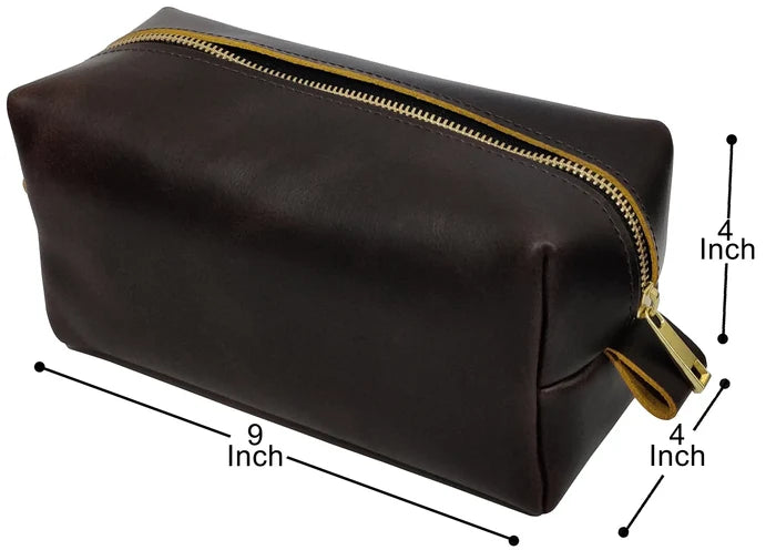 Elliot Full-Grain Leather Toiletry Bag | Classic Handcrafted Travel Dopp Kit