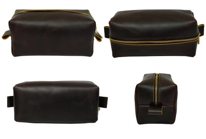 Elliot Full-Grain Leather Toiletry Bag | Classic Handcrafted Travel Dopp Kit