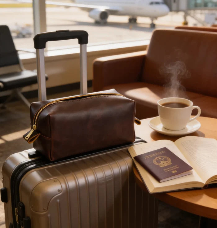 Elliot Full-Grain Leather Toiletry Bag | Classic Handcrafted Travel Dopp Kit