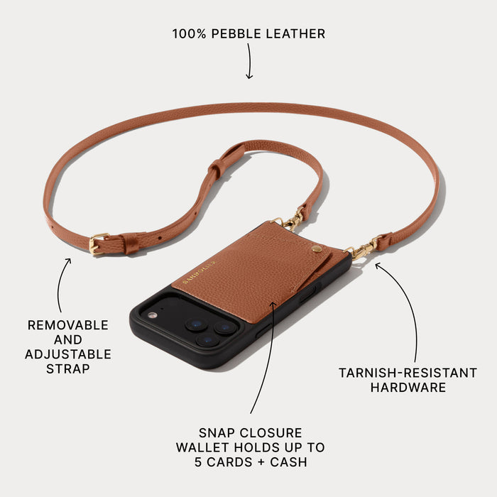 Emma Pebble Leather Crossbody Bandolier - Sienna/Gold