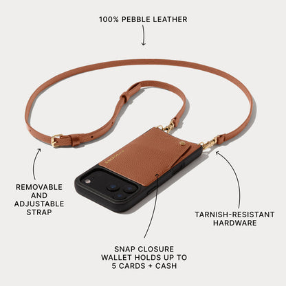 Emma Pebble Leather Crossbody Bandolier - Sienna/Gold