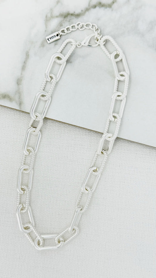Envy Short Silver Chunky Link Necklace