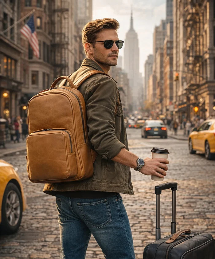Everest Leather Laptop Backpack | Travel Commuter Rucksack
