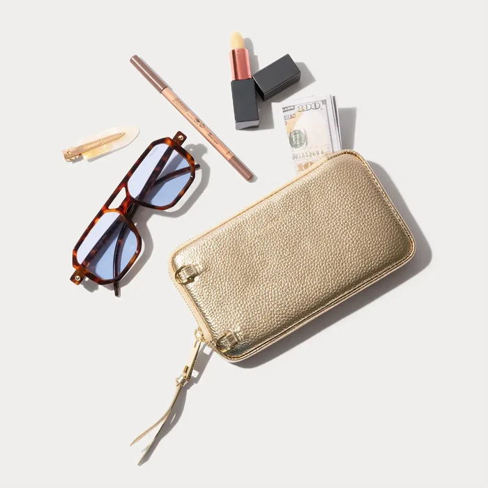 Expanded Zip Pouch - Metallic Gold/Gold