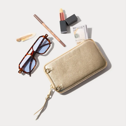 Expanded Zip Pouch - Metallic Gold/Gold