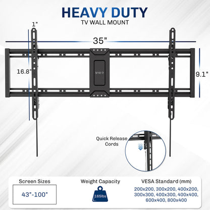 Heavy duty TV wall mount with 165 lb weight capacity
