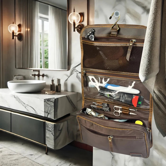Finley Leather Hanging Toiletry Bag