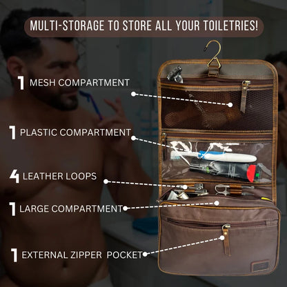 Finley Leather Hanging Toiletry Bag