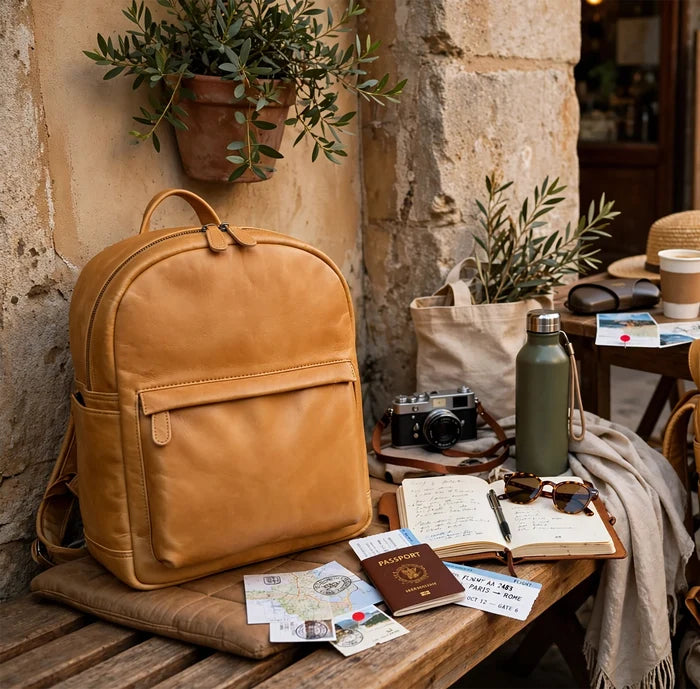 Full-Grain Leather Backpack - Laptop & Travel Rucksack
