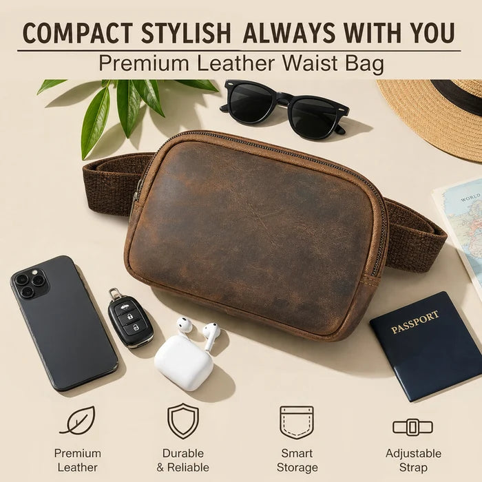 Full-Grain Leather Fanny Pack | Waist, Chest & Crossbody Sling Bag