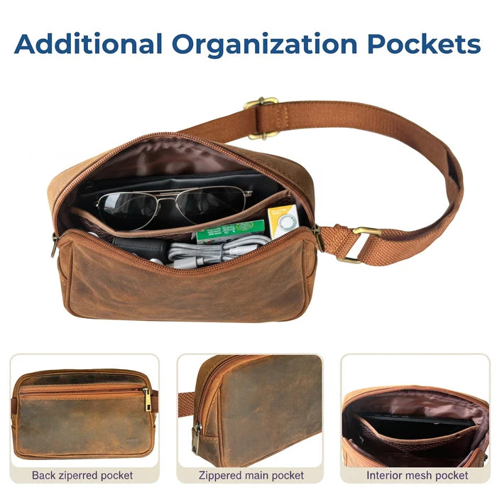 Full-Grain Leather Fanny Pack | Waist, Chest & Crossbody Sling Bag