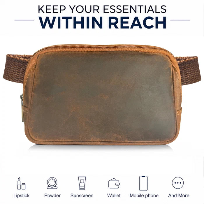 Full-Grain Leather Fanny Pack | Waist, Chest & Crossbody Sling Bag