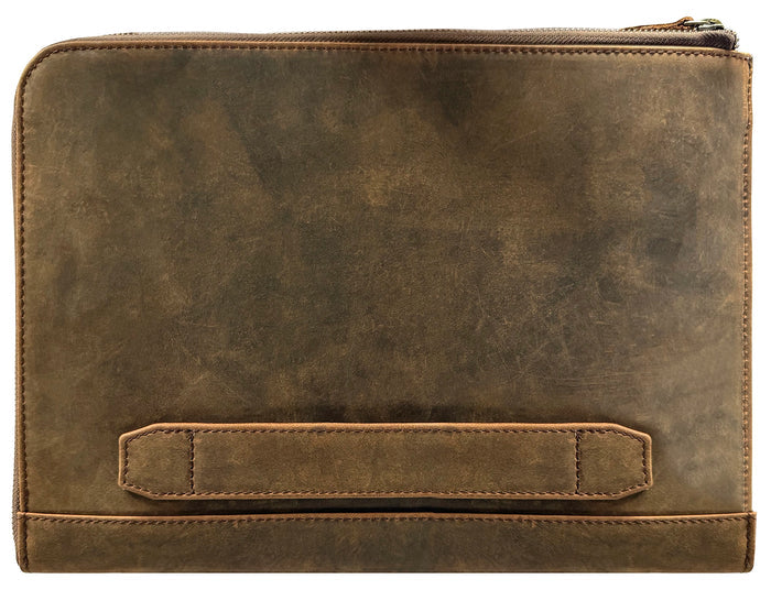 Full Grain Leather Laptop Sleeve with Integrated Hand Strap