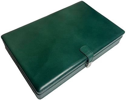 Full-Grain Leather Poker Chip Set | Complete Luxury Game Night Box (Green)