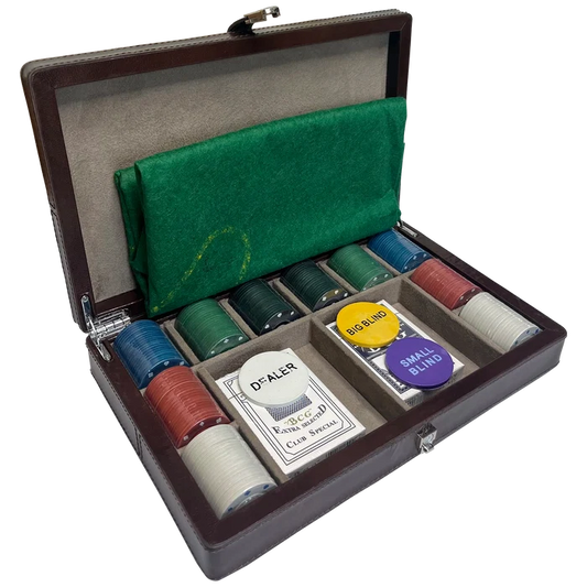 Full-Grain Leather Poker Chip Set | Complete Luxury Game Night Box