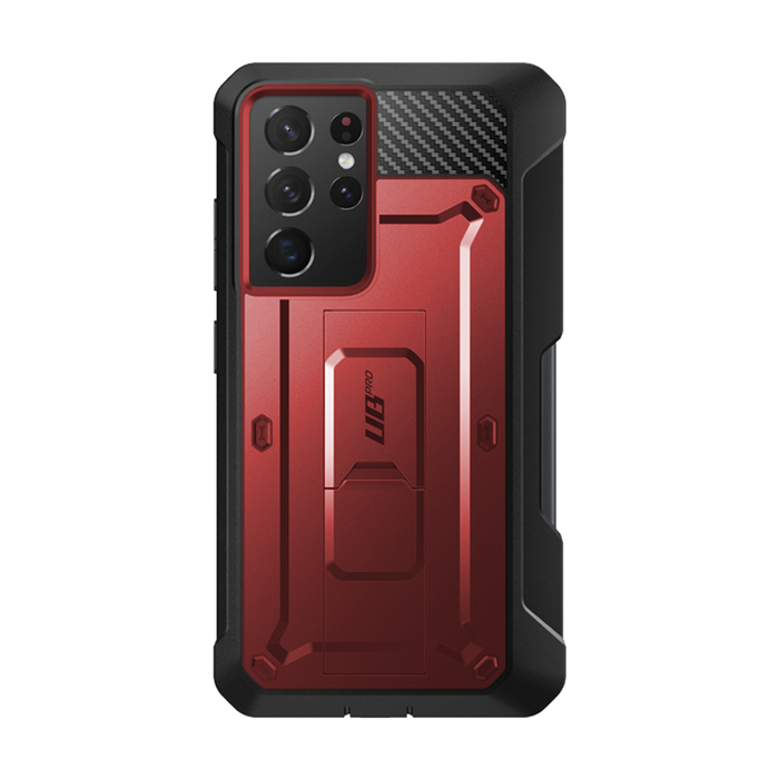 Galaxy S21 Ultra Unicorn Beetle Pro Rugged Case with S-Pen Holder - Metallic Red