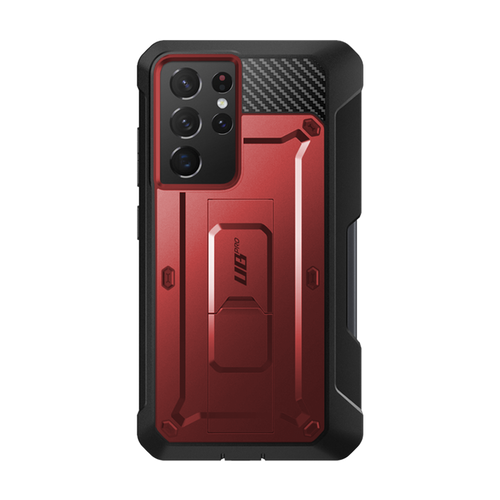 Galaxy S21 Ultra Unicorn Beetle Pro Rugged Case with S-Pen Holder - Metallic Red