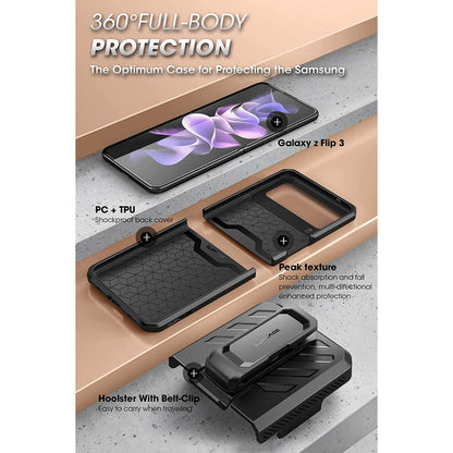 Galaxy Z Flip3 Unicorn Beetle PRO Rugged Case with Belt Clip-Black