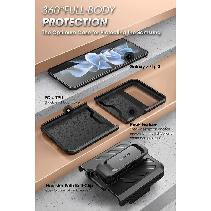 Galaxy Z Flip3 Unicorn Beetle PRO Rugged Case with Belt Clip-Metallic Blue