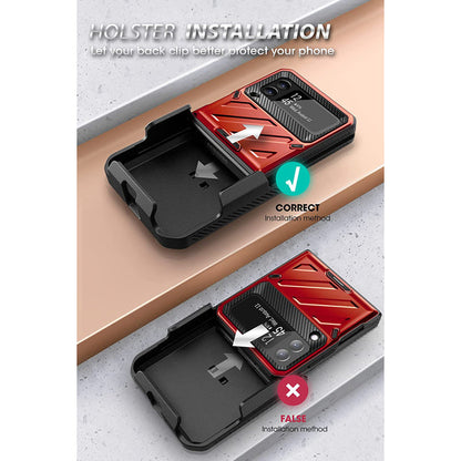 Galaxy Z Flip3 Unicorn Beetle PRO Rugged Case with Belt Clip-Metallic Red