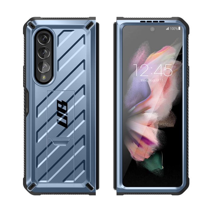 Galaxy Z Fold3 Unicorn Beetle Kickstand Case with Screen Protector-Metallic Blue