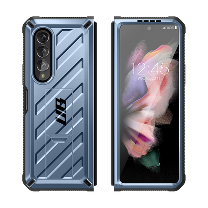 Galaxy Z Fold3 Unicorn Beetle Kickstand Case with Screen Protector-Metallic Blue