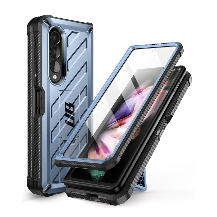 Galaxy Z Fold3 Unicorn Beetle Kickstand Case with Screen Protector-Metallic Blue