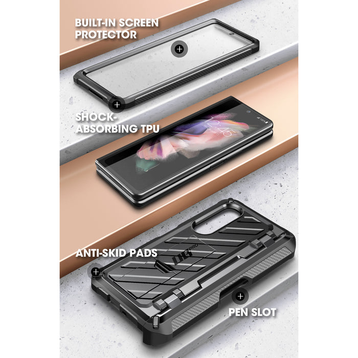 Galaxy Z Fold3 Unicorn Beetle PRO Rugged Case with S-Pen Holder-Black