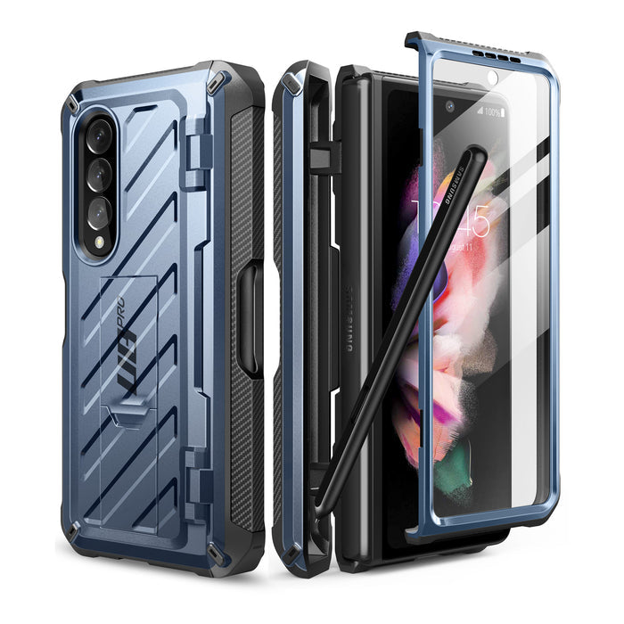 Galaxy Z Fold3 Unicorn Beetle PRO Rugged Case with S-Pen Holder-Metallic Blue