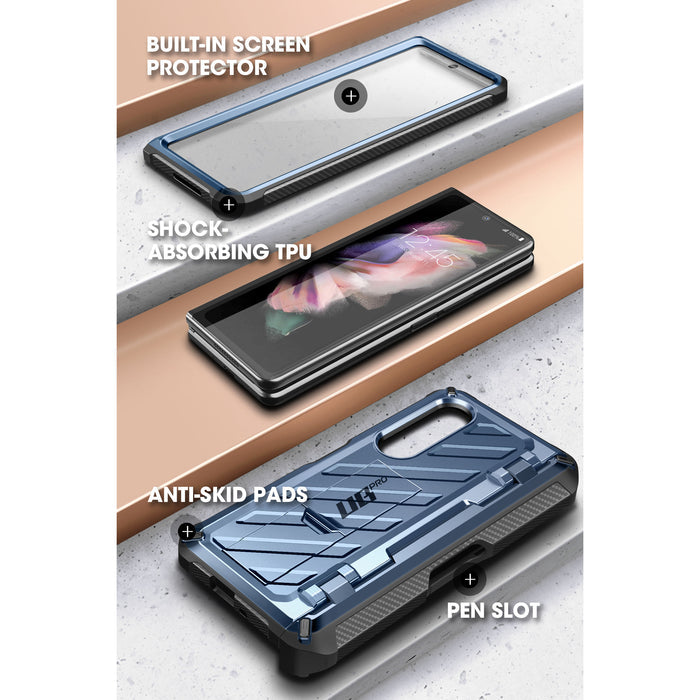 Galaxy Z Fold3 Unicorn Beetle PRO Rugged Case with S-Pen Holder-Metallic Blue