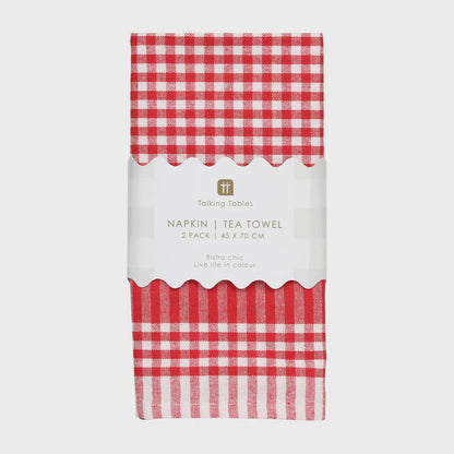 Gingham Fabric Napkins - Red