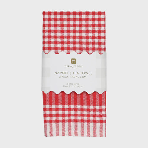 Gingham Fabric Napkins - Red