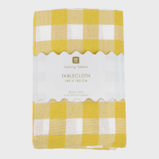 Gingham Fabric Tablecloth - Yellow