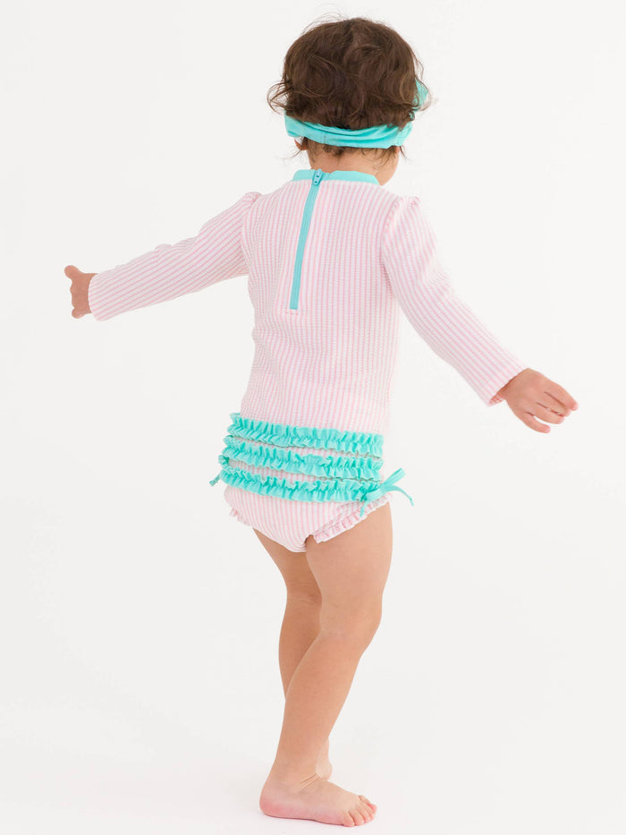 Girls Island Blue Swim + Active Bow Headband