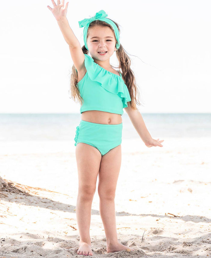 Girls Island Blue Swim + Active Bow Headband