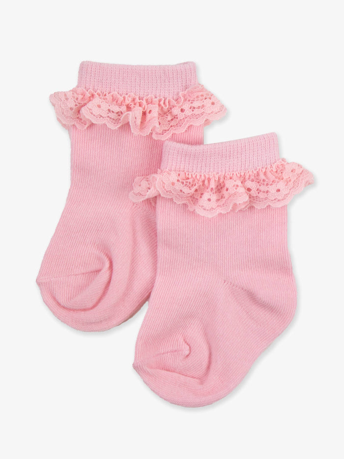 Girls Pink 3-Pack Ruffle Ankle Socks