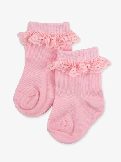 Girls Pink 3-Pack Ruffle Ankle Socks