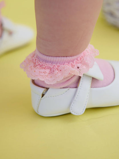 Girls Pink 3-Pack Ruffle Ankle Socks