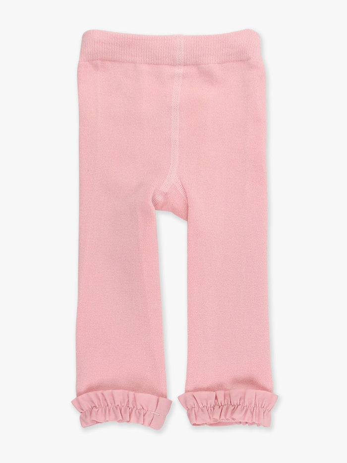 Girls Pink Footless Ruffle Tights