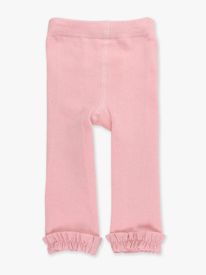 Girls Pink Footless Ruffle Tights